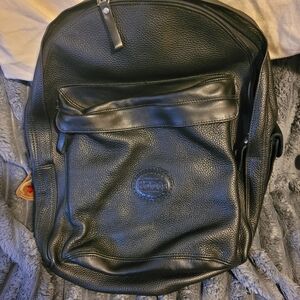 Unisex Roots Black Leather Backpack